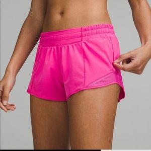 Lululemon sonic pink shorts, 2.5” inseam, low rise.